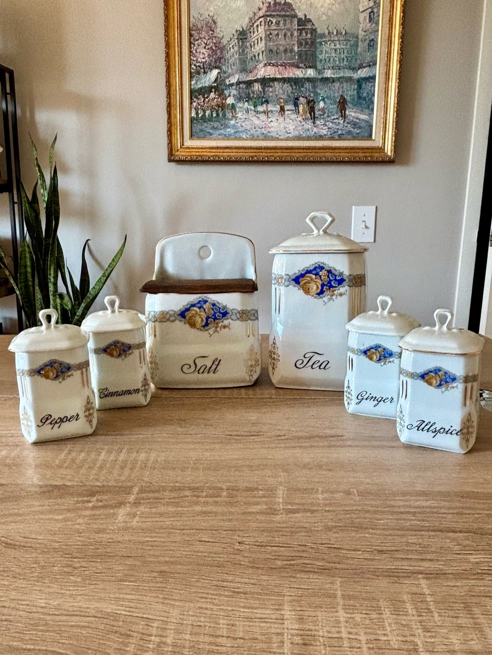 Vintage Victoria Czecho-Slovakia Porcelain Spice & Tea Canisters - Set of 6
